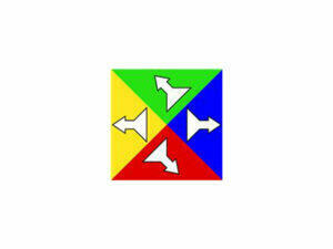 Sticker Kraanbalk 30x30cm met pijlen.