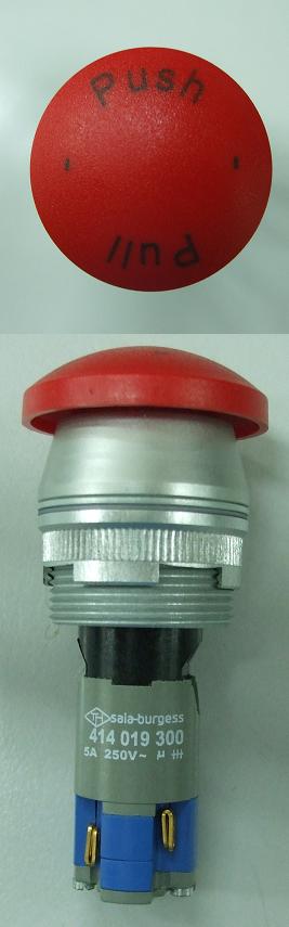 STOP button 22mm without groove with blue element